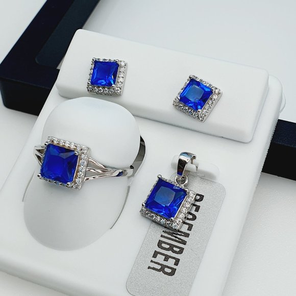 "925 Sterling Silver Cubic Zircon Birthstone Jewelry Set, UU1P7A7072 - Picture 4 of 8